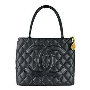 CHANEL Shoulder Bag, Reissue Tote, Caviar Leather, Black and Gold, Women's, F...
